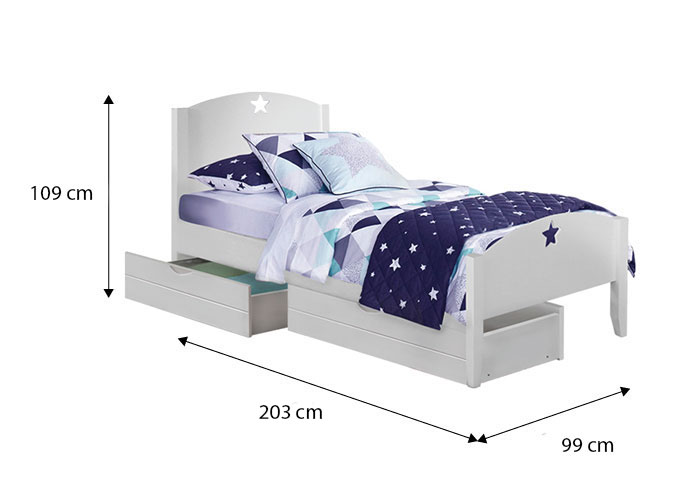 Starlight Single Bed Frame with 2 Short Drawers